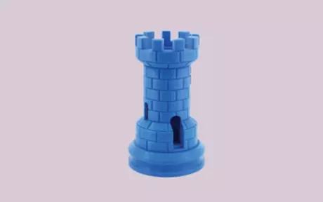 Blue tower on pink background