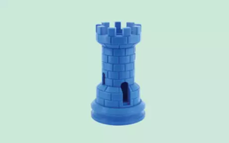 Blue tower on green background