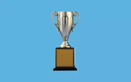 Trophy on blue background