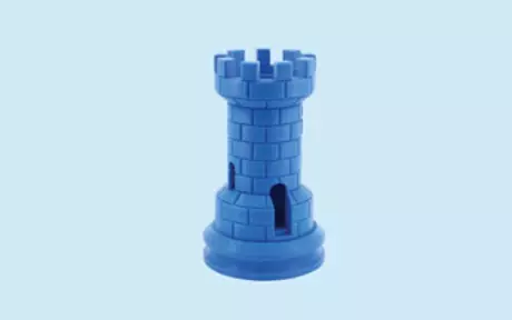 Blue tower on light blue background