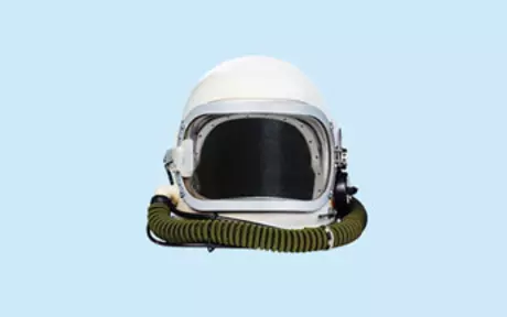 Space helmet on blue background