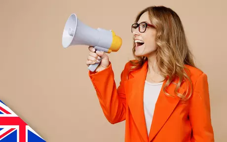 Woman with glasses and megaphone