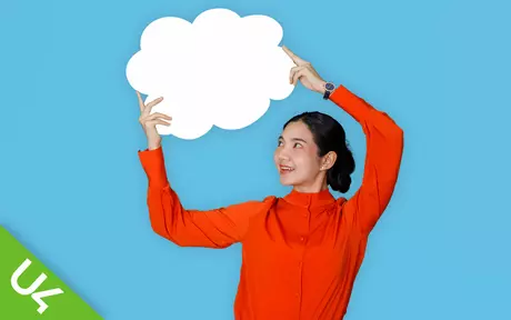 Woman holding a cloud