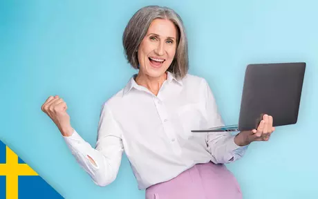 Happy woman with laptop