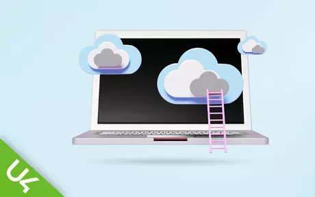 Laptop with clouds