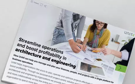 Omslagafbeelding voor eBook over hoe Unit4 architectuur- en ingenieursbureaus ondersteunt
