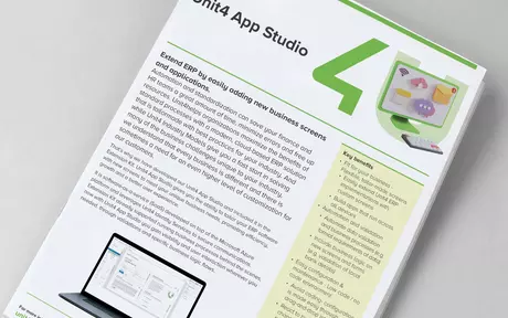 Image de couverture de la brochure à 2 pages de Unit4 App Studio