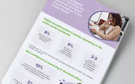 Image de couverture de l’infographie « Révéler les causes du ralentissement de la transformation numérique dans le secteur public »