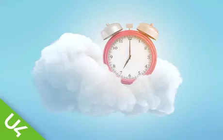 Image showing an alarm clock floating on a cloud