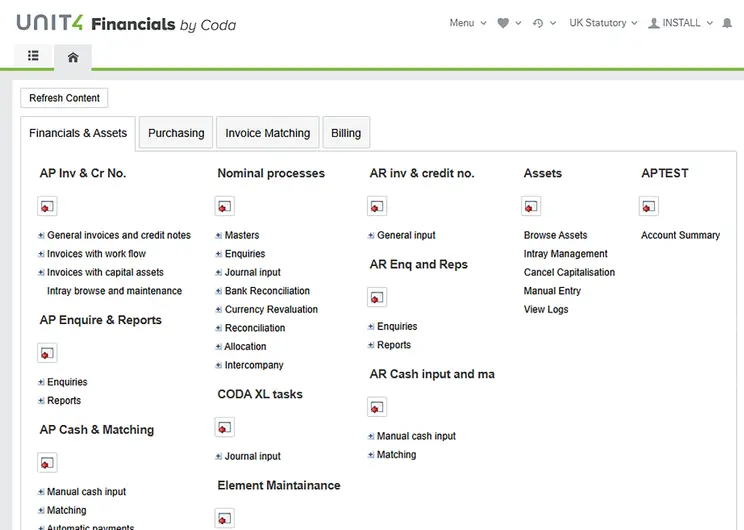 Example screen from this Unit4 product - Unit4 Financials by Coda